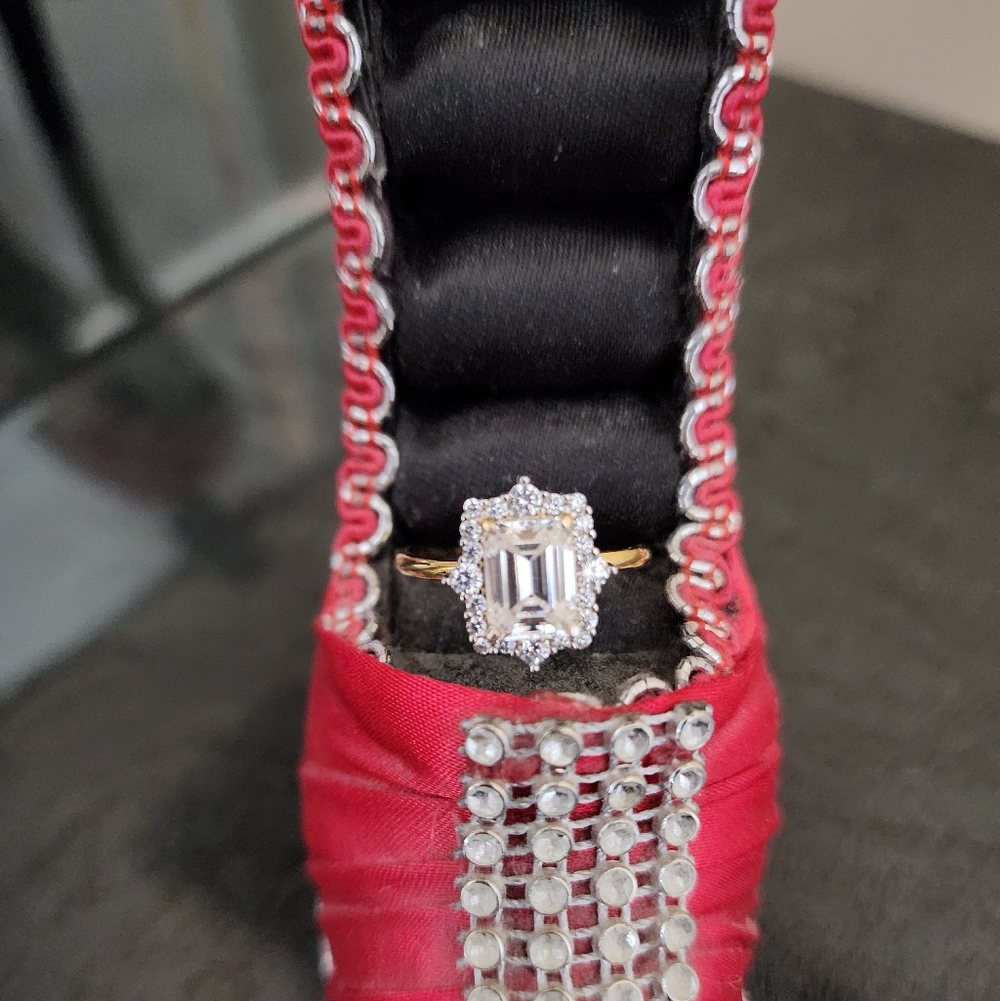 Jameson Emerald Cut Lab Diamond Ring in Gold and Silver - Picture 5 of 5